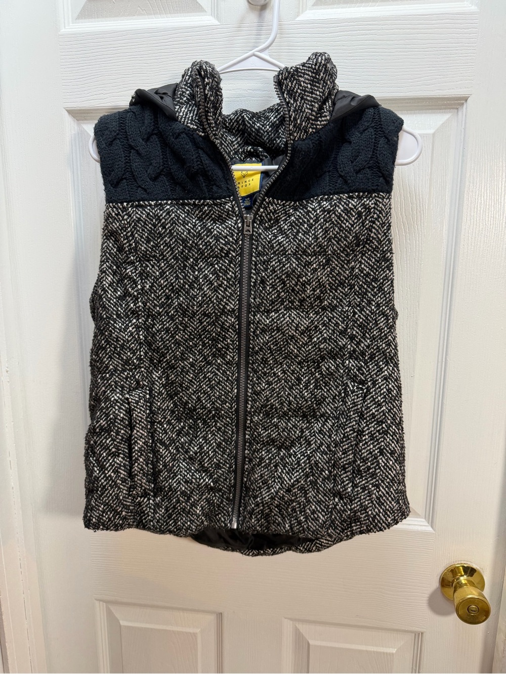 Prince & Fox Black and White Quilted Herringbone Jacket